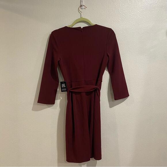 Express Burgundy Belted Midi Dress Sz XS NWT - Picture 11 of 13